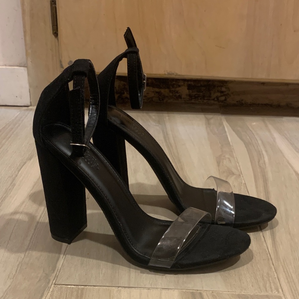 Charlotte Russe Black Transparent Chunky Heels
